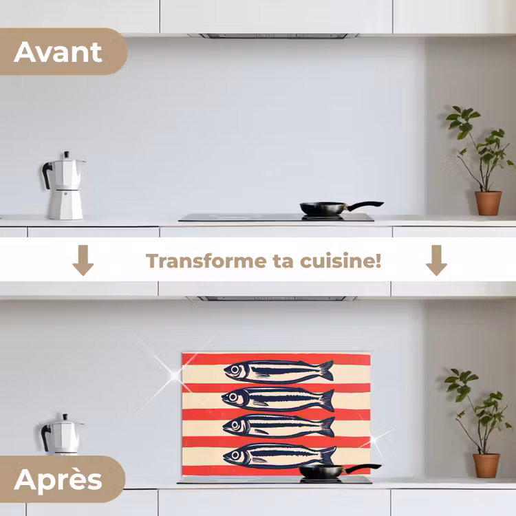 Fond de hotte - Sardines - Rayures rouges et beiges — 7