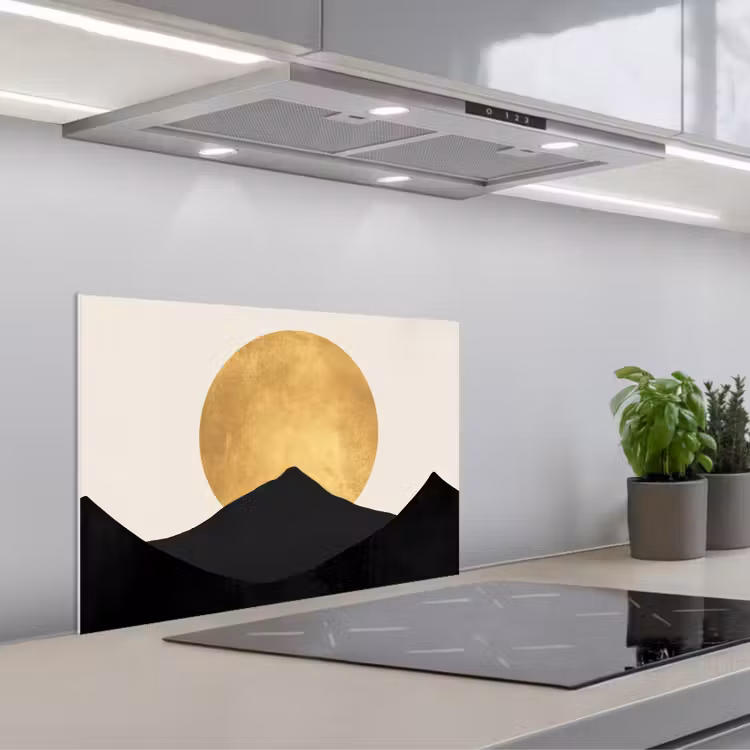 Fond de hotte - Silhouettes de montagne - Cercle d'or - Beige — 1