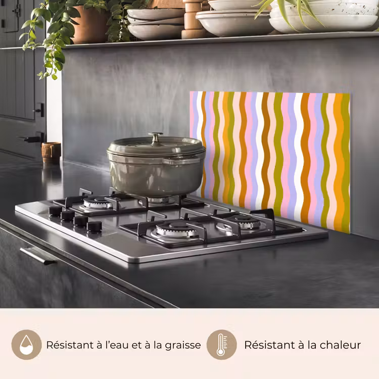 Fond de hotte - lignes - vagues - couleurs pastel - motif — 2