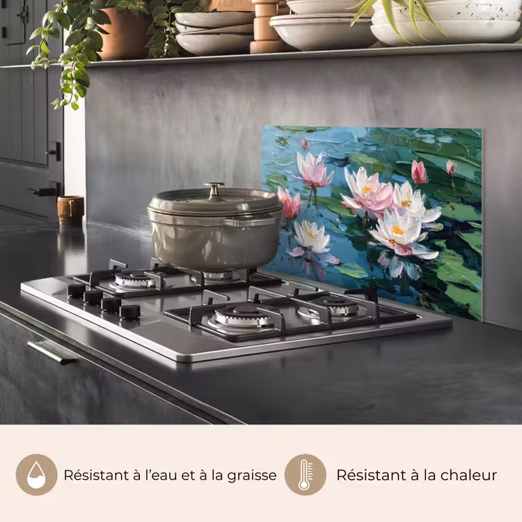 Fond de hotte - Nénuphars - Fleurs - Rose - Eau — 2