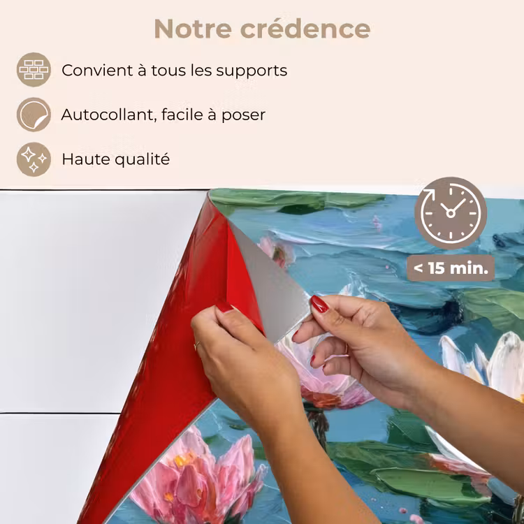 Fond de hotte - Nénuphars - Fleurs - Rose - Eau — 4