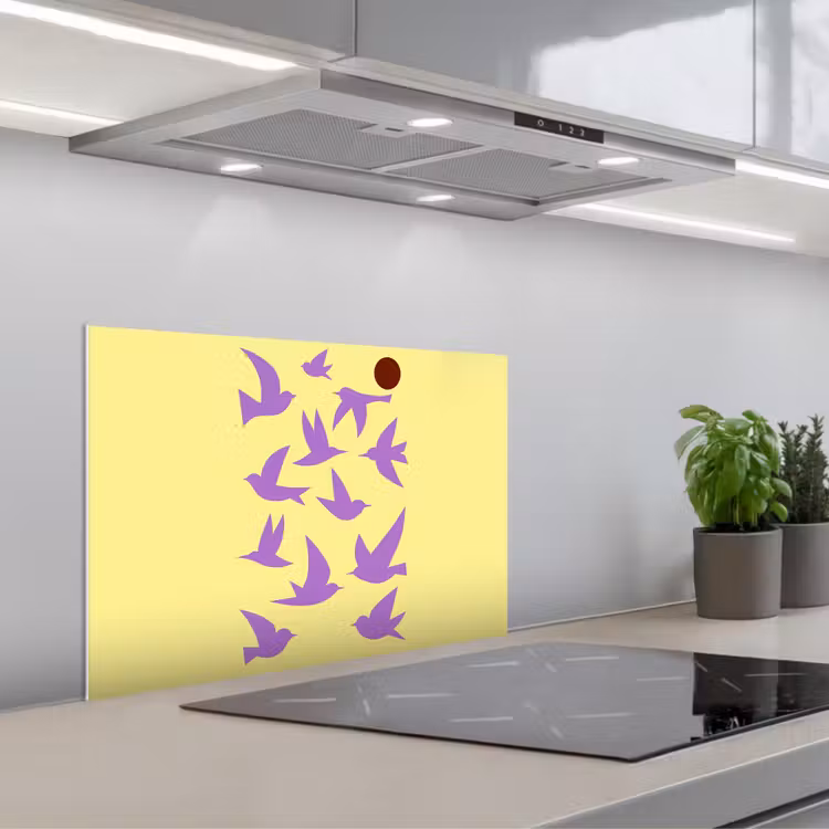 Fond de hotte - Oiseaux - Cercle - Jaune - Mouvement — 1