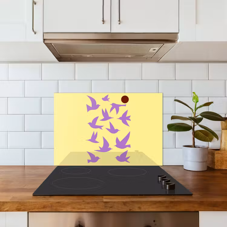 Fond de hotte - Oiseaux - Cercle - Jaune - Mouvement — 3