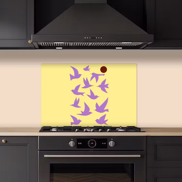 Fond de hotte - Oiseaux - Cercle - Jaune - Mouvement — 5