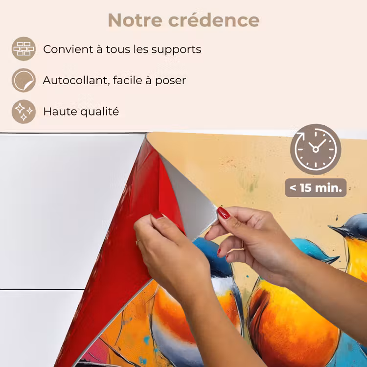 Fond de hotte - Oiseaux - coloré - branche - abstrait — 4