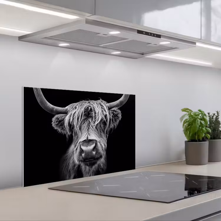 Fond de hotte - Highlander écossais - Cornes - Noir - Blanc - Vache - Sauvage - Animaux — 1