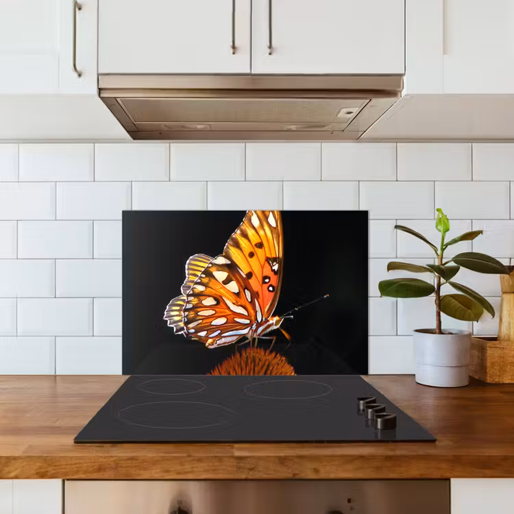 Fond de hotte - Papillon - Fleurs - Insecte - Portrait - Noir - Orange — 3