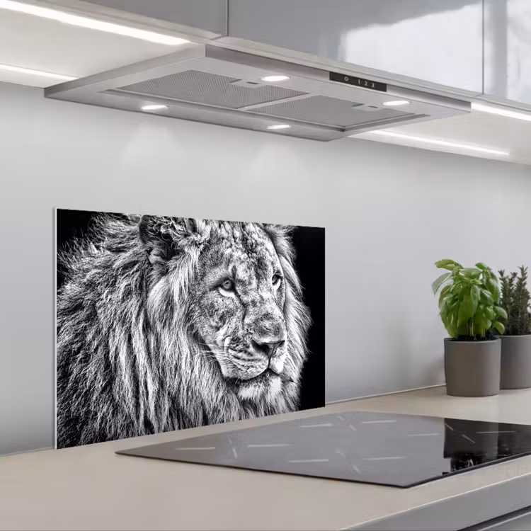 Fond de hotte - Portrait - Lion - Noir et blanc — 1