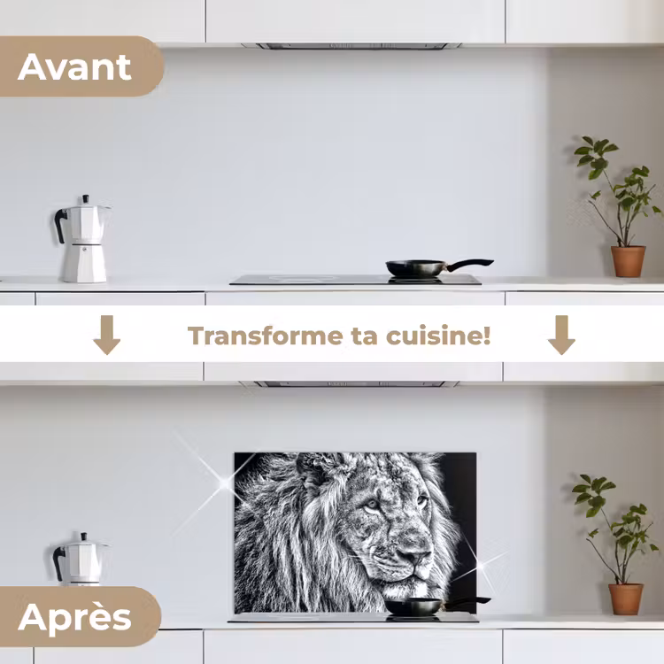 Fond de hotte - Portrait - Lion - Noir et blanc — 7