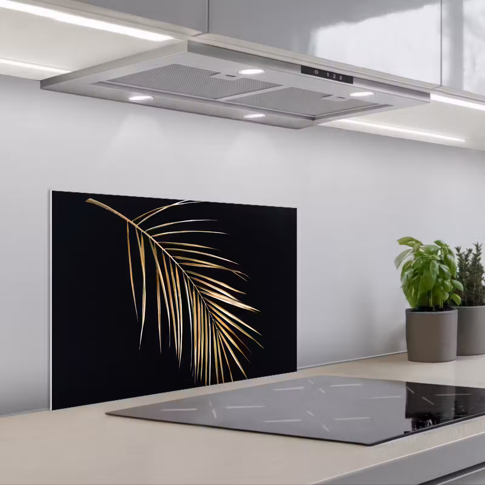 Fond de hotte - Plantes - Or - Noir - Feuilles - Luxe — 1