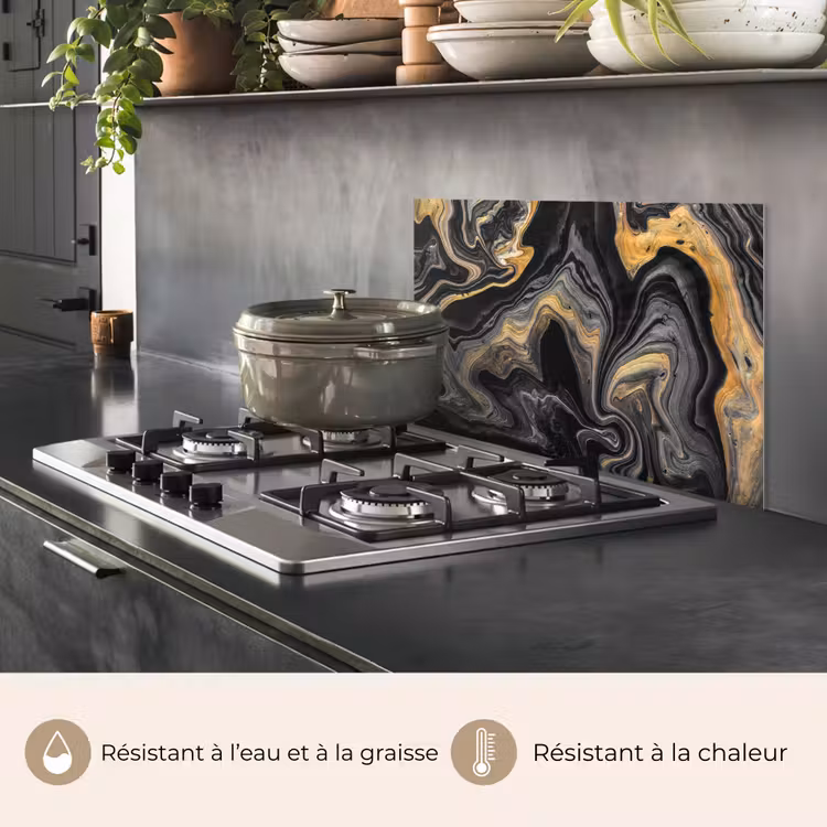 Fond de hotte - Marbre - Acrylique - Or - Luxe - Abstrait — 2