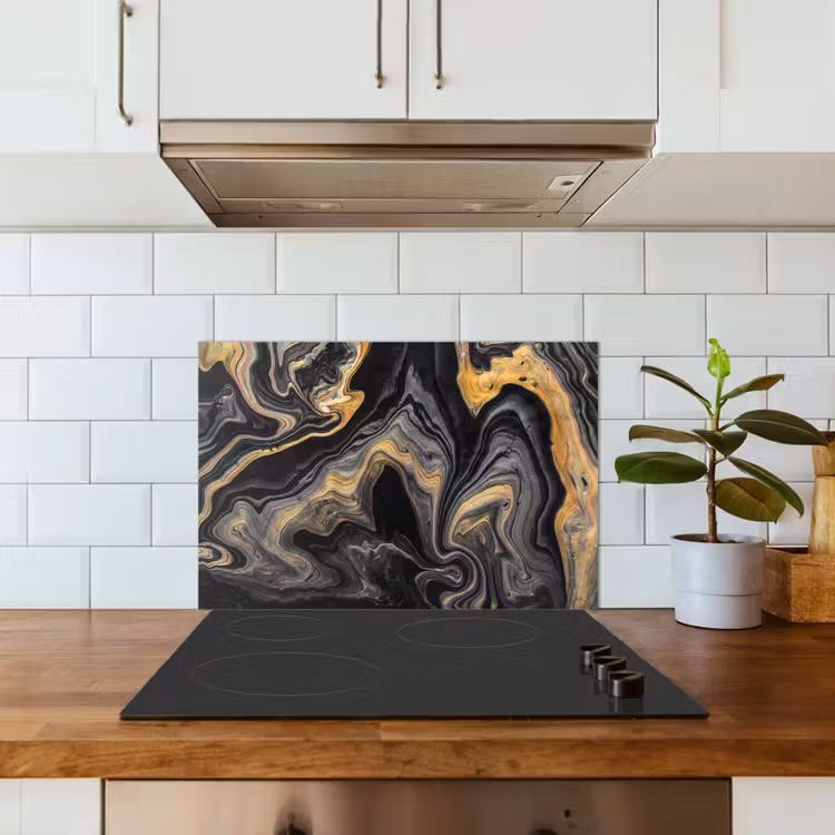 Fond de hotte - Marbre - Acrylique - Or - Luxe - Abstrait — 3