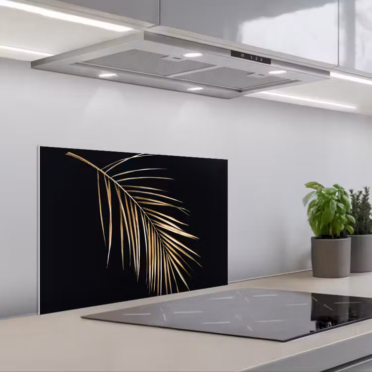 Fond de hotte - Plantes - Or - Noir - Feuilles - Luxe — 1