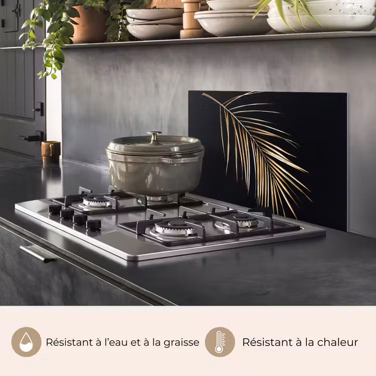 Fond de hotte - Plantes - Or - Noir - Feuilles - Luxe — 2