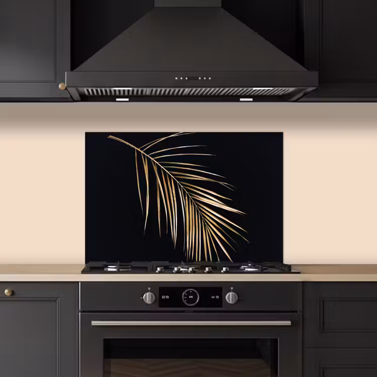 Fond de hotte - Plantes - Or - Noir - Feuilles - Luxe — 5