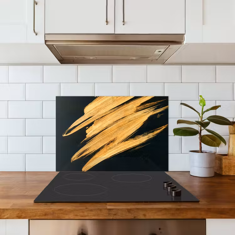 Fond de hotte - Or - Peinture - Rayures - Luxe - Abstrait — 3