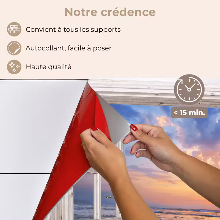 Fond de hotte - Vue - Mer - Plage - Coucher de soleil - Bleu — 4