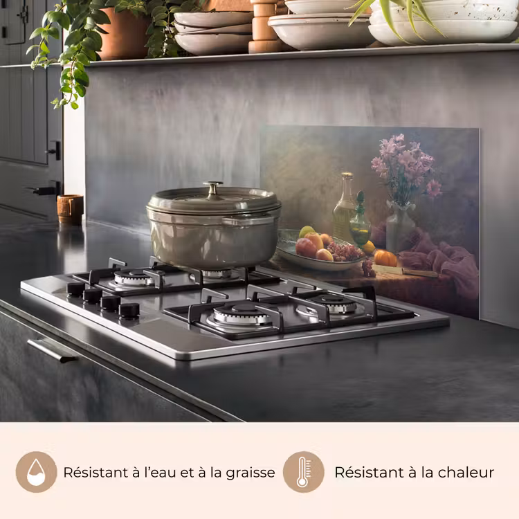 Fond de hotte - Nature morte - Artistique - Peinture - Fleurs - Pourpre - Fruit - Éclairage — 2