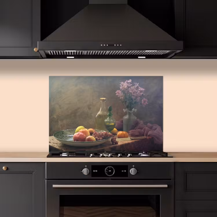 Fond de hotte - Nature morte - Artistique - Peinture - Fleurs - Pourpre - Fruit - Éclairage — 5