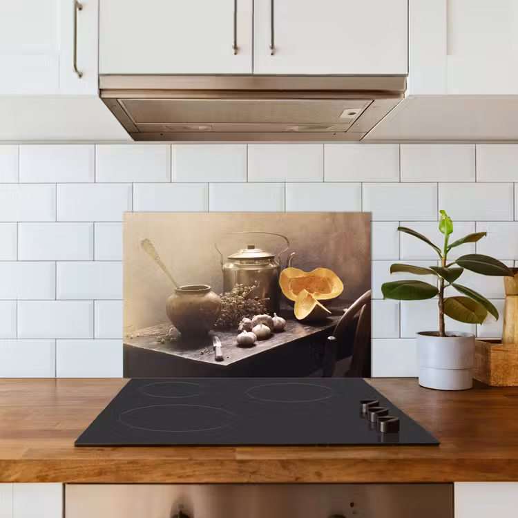 Fond de hotte - Nature morte - Citrouille - Ail - Poêle - Table — 3