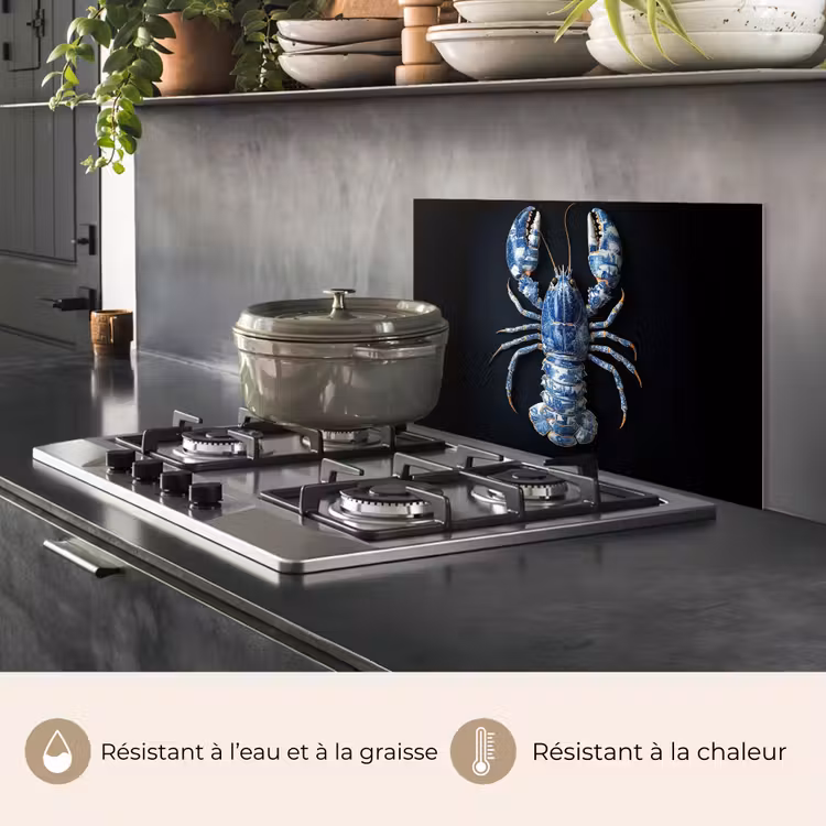 Fond de hotte - Homard - Bleu de Delft - Bouclier - Robuste — 2