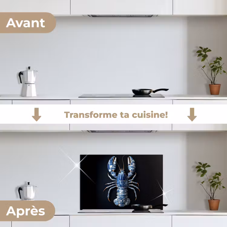 Fond de hotte - Homard - Bleu de Delft - Bouclier - Robuste — 7