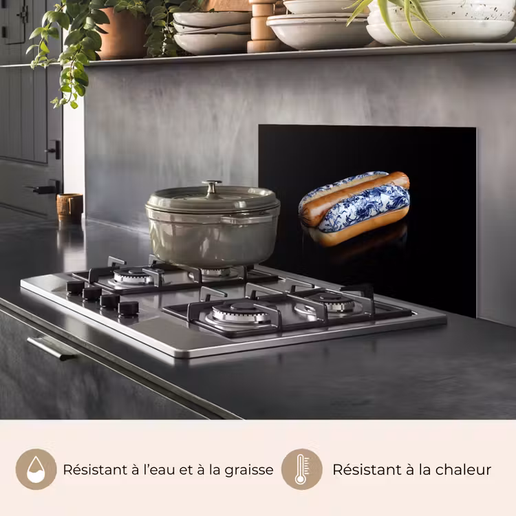 Fond de hotte - Hot dog - Porcelaine - Bleu de Delft - Aliments — 2