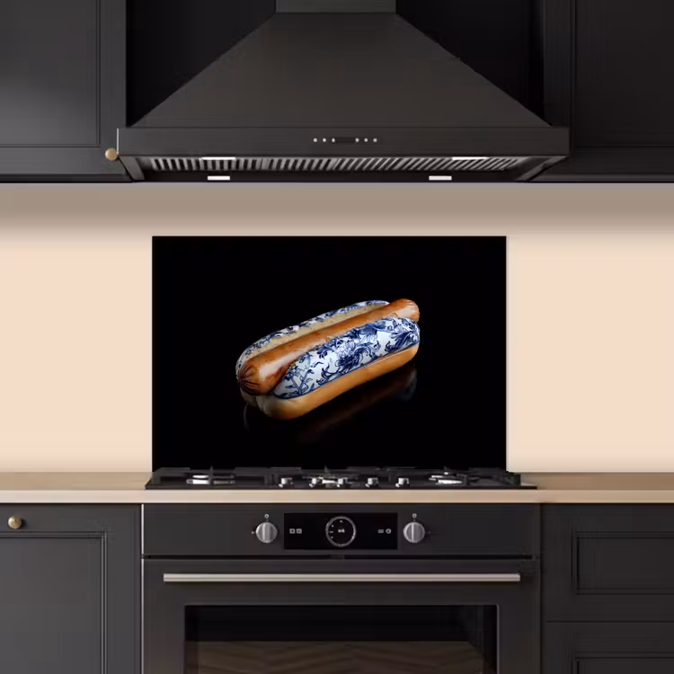 Fond de hotte - Hot dog - Porcelaine - Bleu de Delft - Aliments — 5