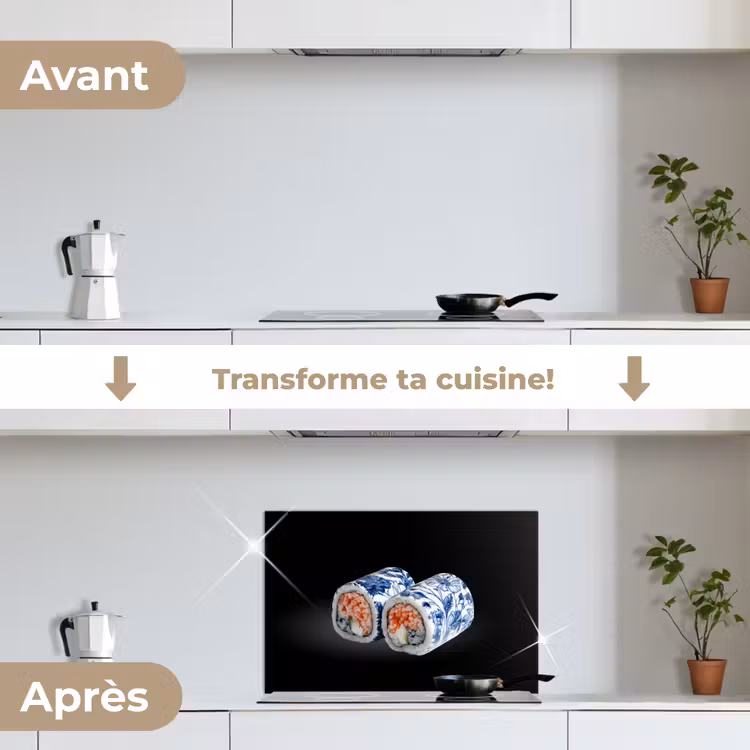 Fond de hotte - Sushi - Bleu de Delft - Riz - Poisson - Elégant — 7