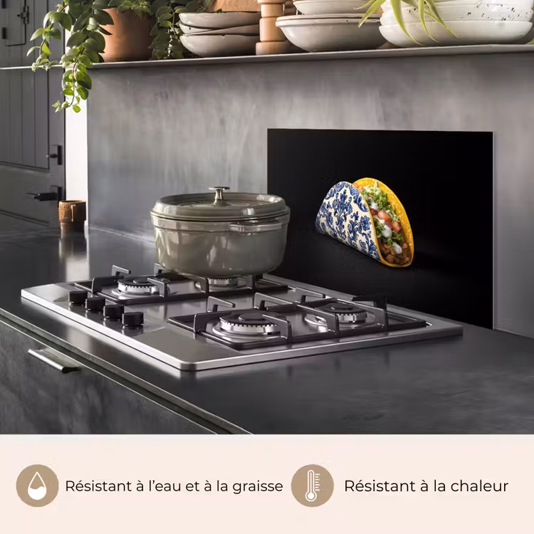 Fond de hotte - Taco - Viande - Salade - Bleu de Delft - Motif — 2