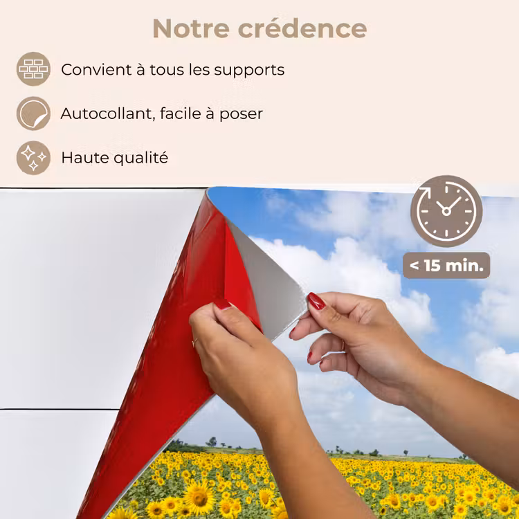 Fond de hotte - Tournesols - Fleurs - Nuages - Nature - Jaune - Paysage — 4