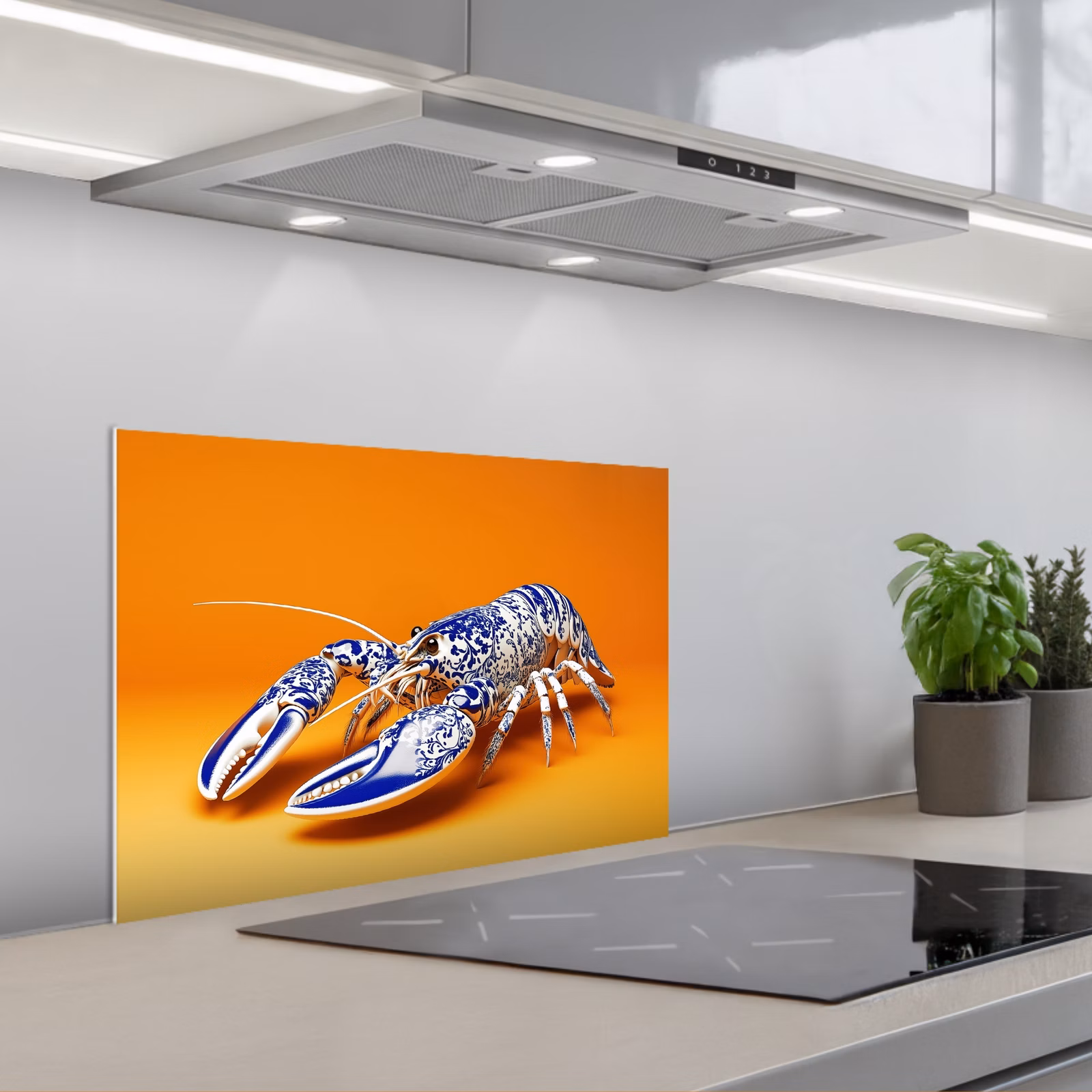 Fond de hotte - Homard - Bleu de Delft - Bouclier - Dur - Orange — 1