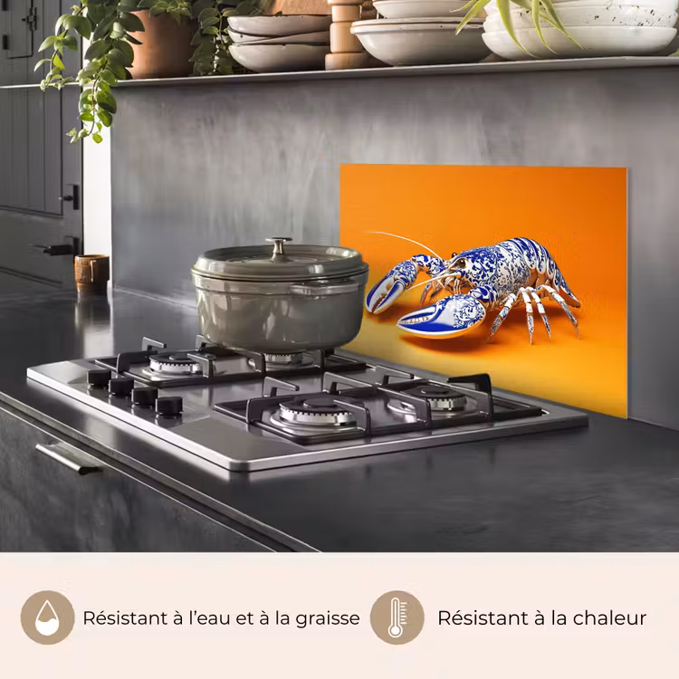 Fond de hotte - Homard - Bleu de Delft - Bouclier - Dur - Orange — 2