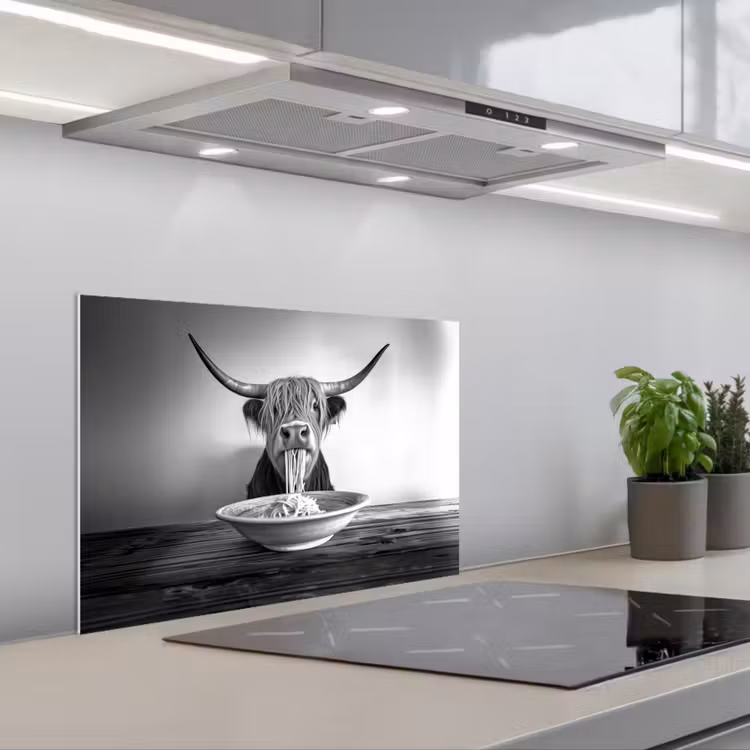 Fond de hotte - Highlander écossais - Spaghetti - Animaux - Noir et blanc — 1