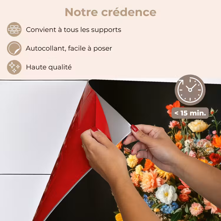 Fond de hotte - Or - Fleurs - Couleurs - Vase — 4