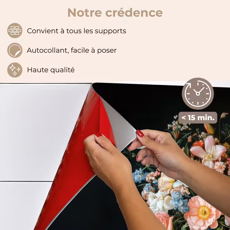 Fond de hotte - Rose - Fleurs - Vase - Couleurs — 4