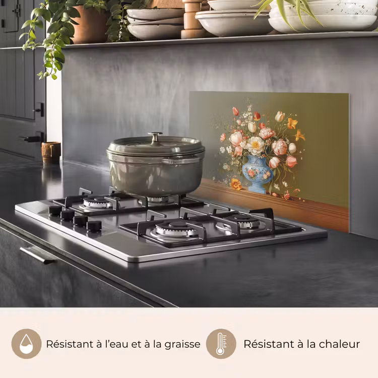 Fond de hotte - Neutre - Fleurs - Bouquet - Vase — 2
