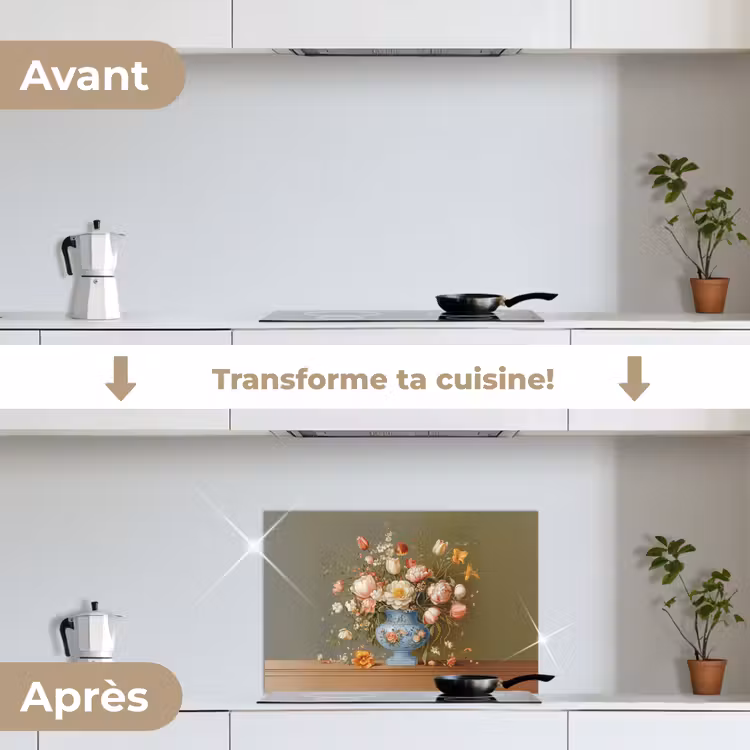 Fond de hotte - Neutre - Fleurs - Bouquet - Vase — 7