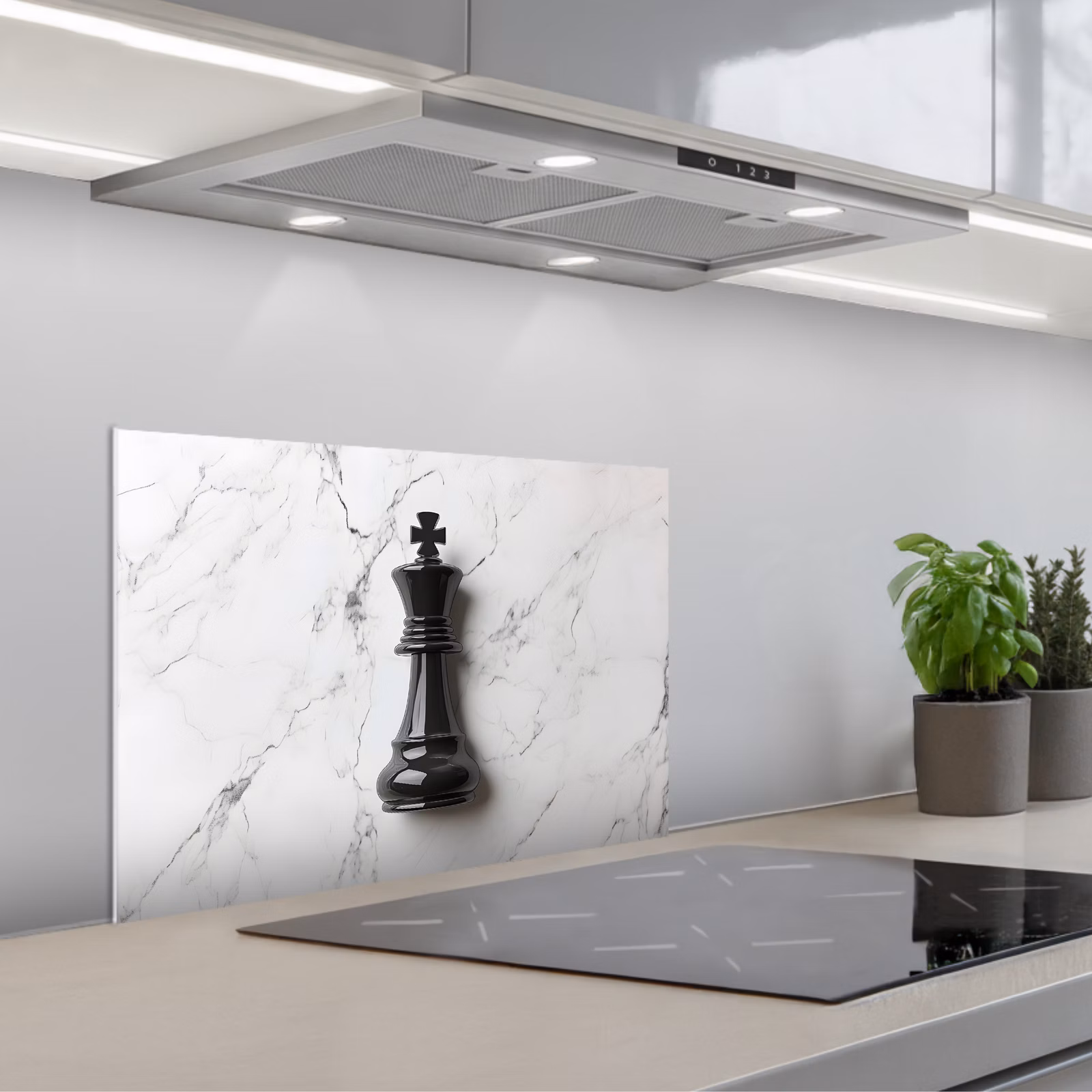 Fond de hotte - Pièce d'échecs - Roi - Noir - Marbre — 1
