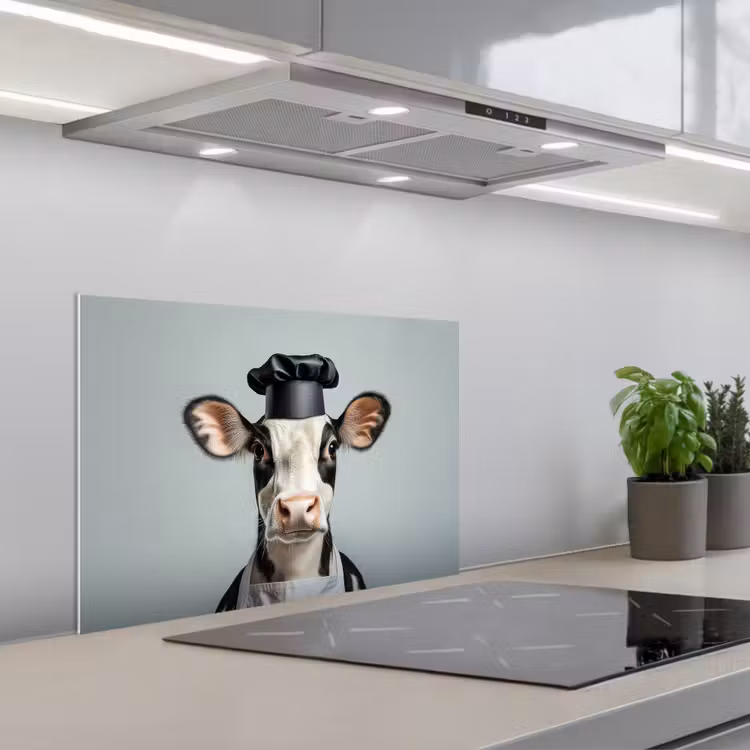Fond de hotte - Vache - Noir - Blanc - Cuisinier — 1