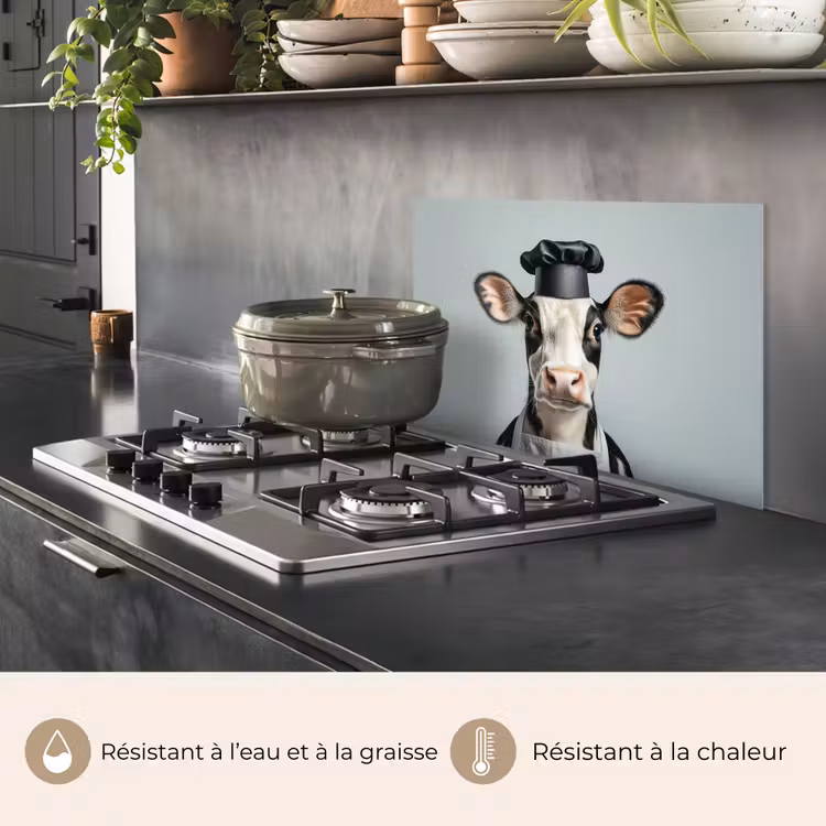 Fond de hotte - Vache - Noir - Blanc - Cuisinier — 2