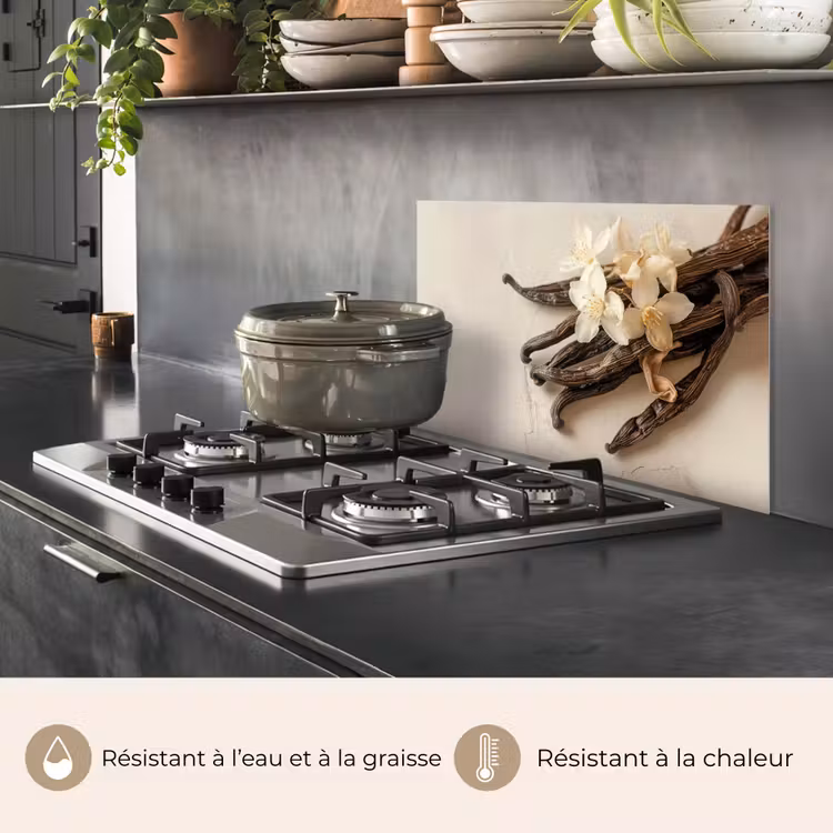 Fond de hotte - Vanille - Floral - Beige — 2