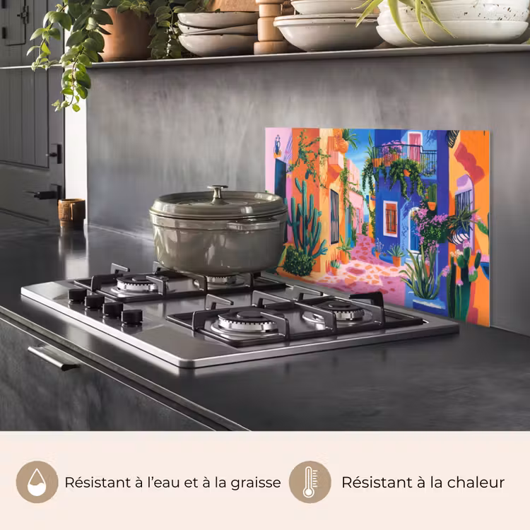 Fond de hotte - Jaune - Bleu - Orange - Maison — 2