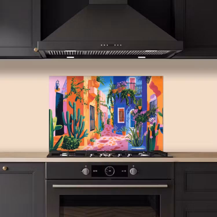 Fond de hotte - Jaune - Bleu - Orange - Maison — 5