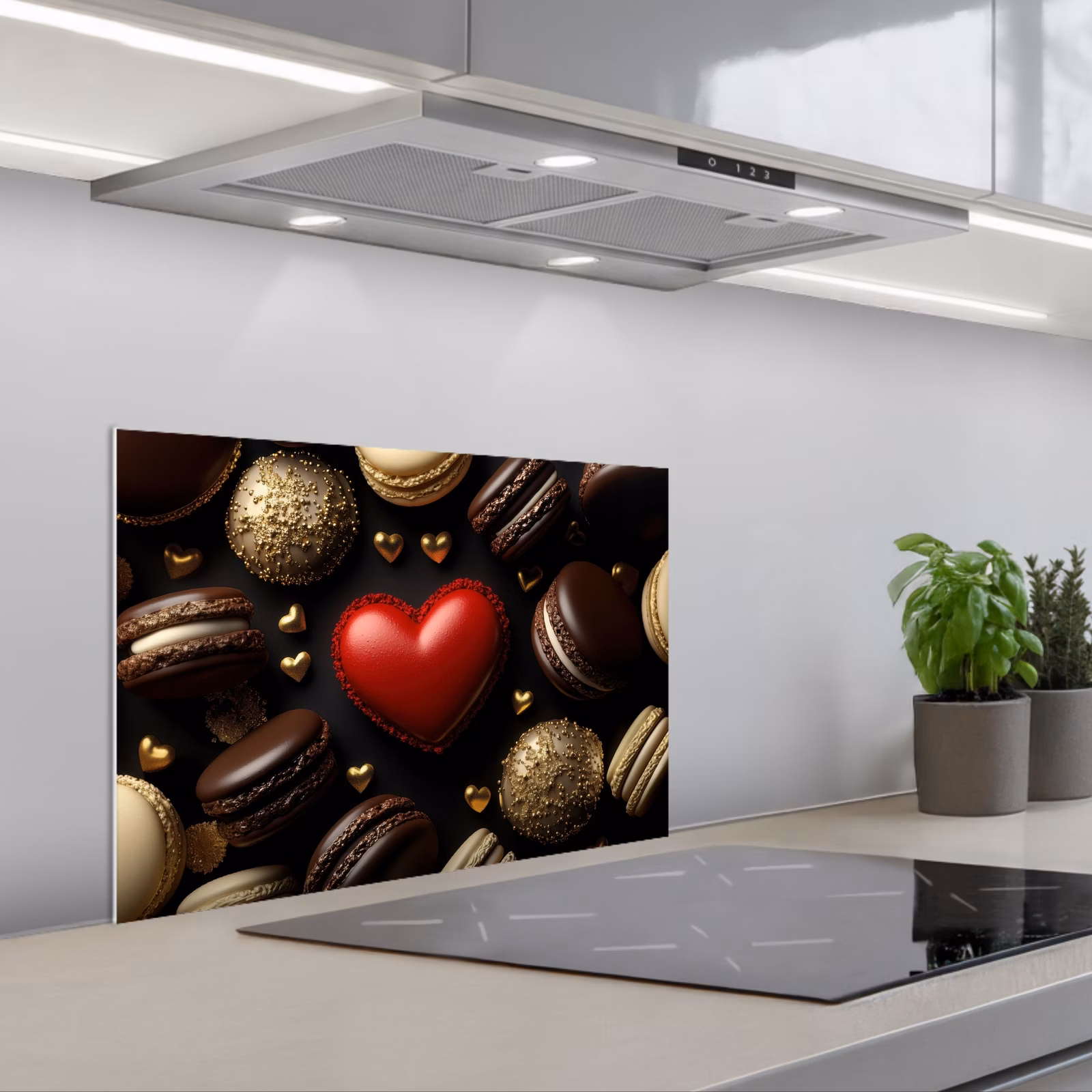 Fond de hotte - Macarons - Rouge - Coeur — 1