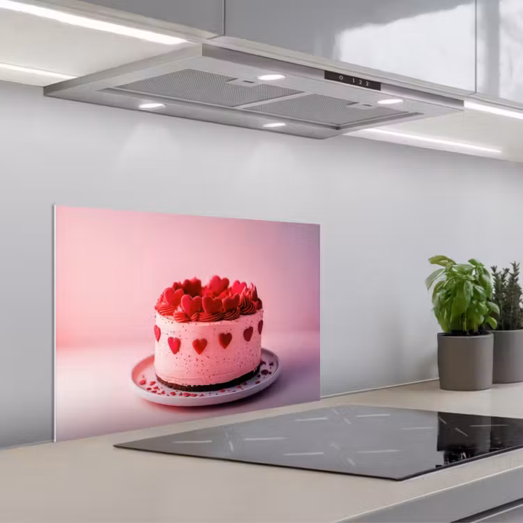 Fond de hotte - Gâteau - Coeur - Rose — 1