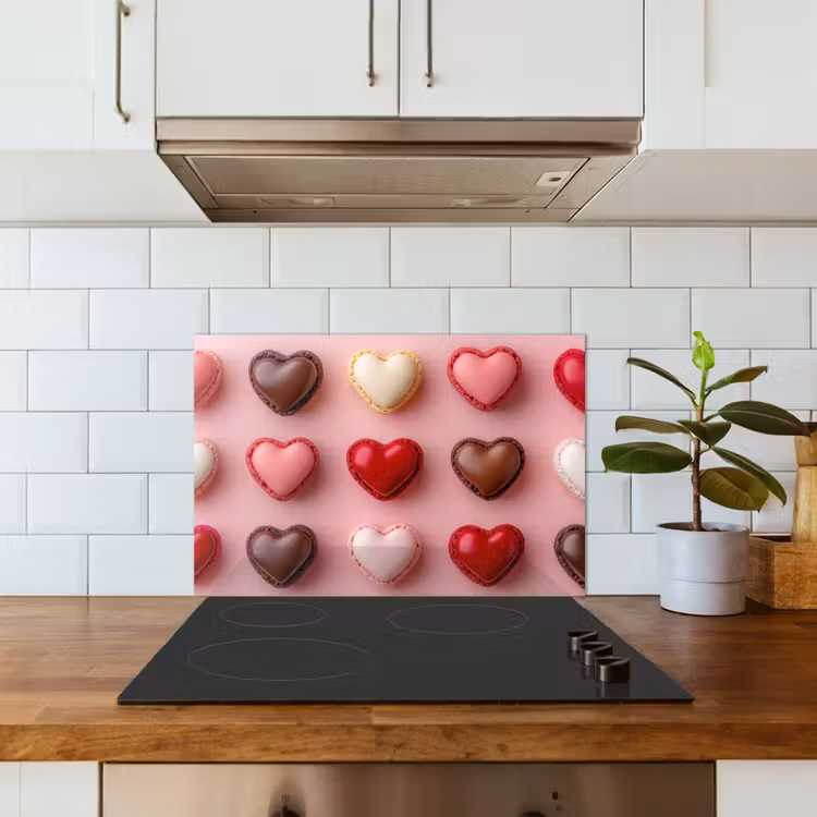 Fond de hotte - Macarons - Coeurs - Colorés - Rose — 3