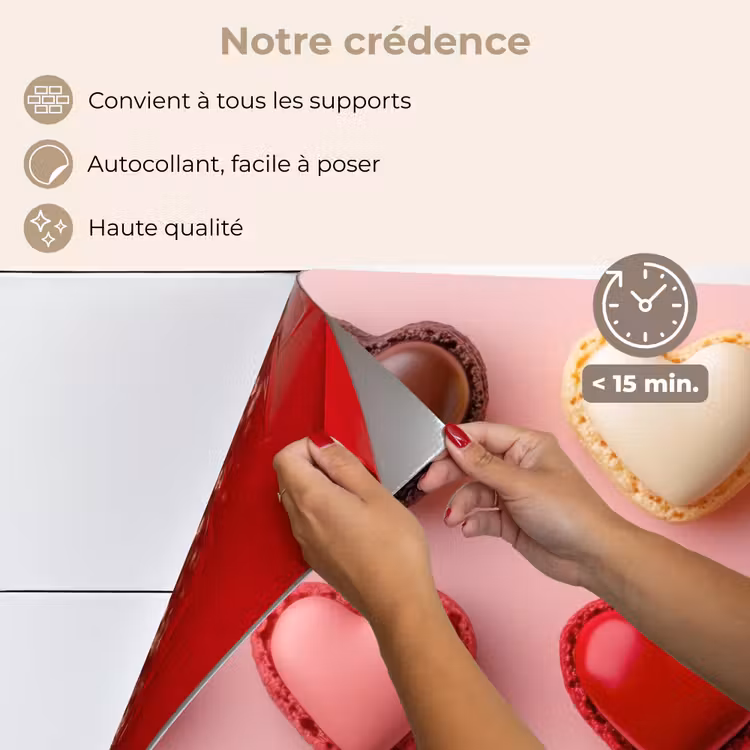 Fond de hotte - Macarons - Coeurs - Colorés - Rose — 4