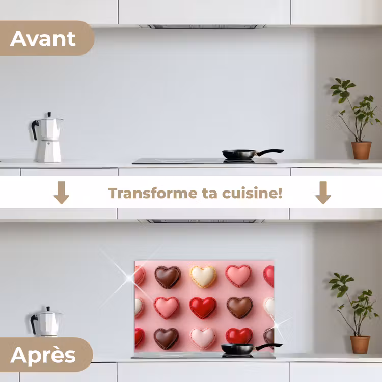 Fond de hotte - Macarons - Coeurs - Colorés - Rose — 7
