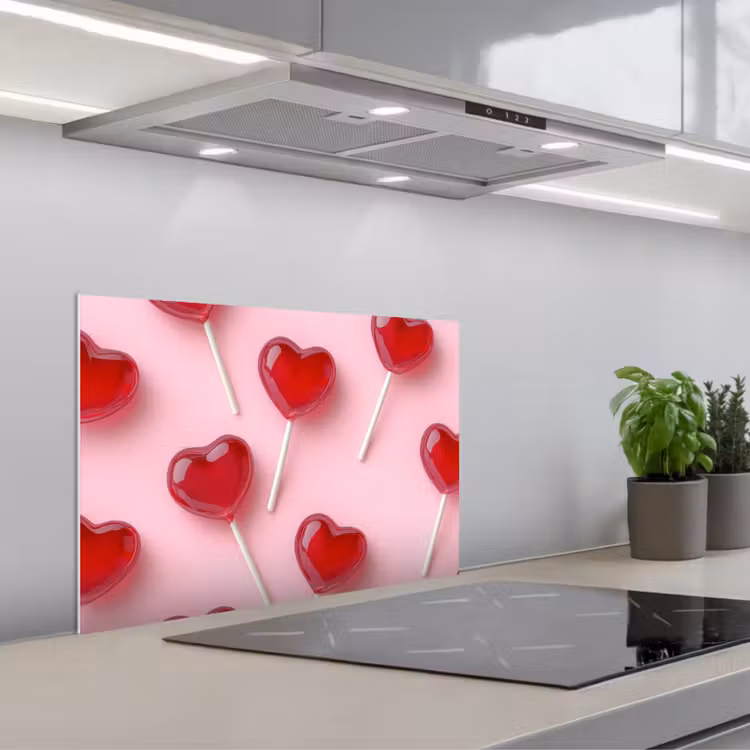 Fond de hotte - Sucettes - Coeurs - Rose — 1